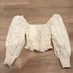 For Love And Lemons White Floral Blouse